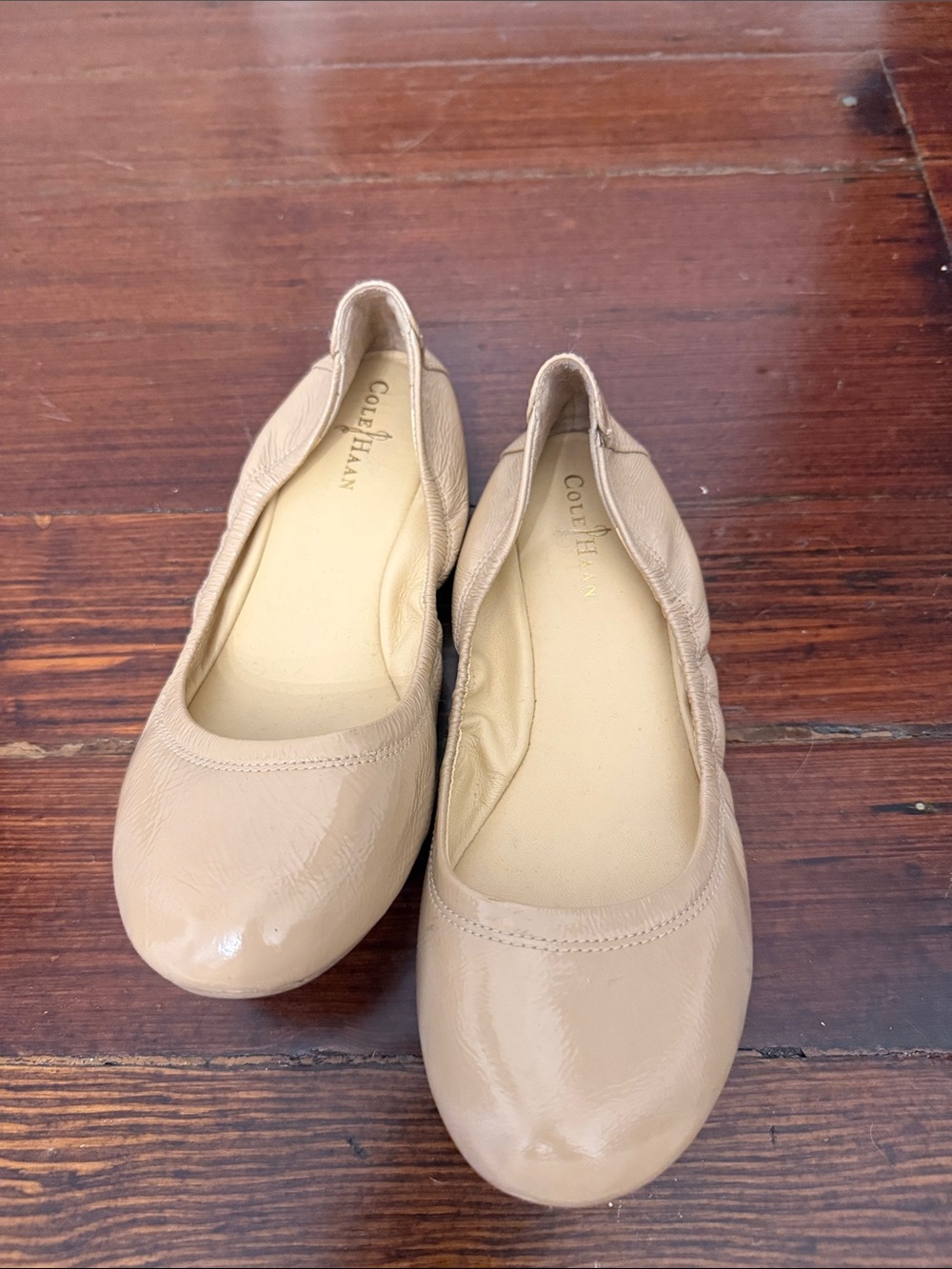 Cole Haan Nude Patent Leather Ballet Flats